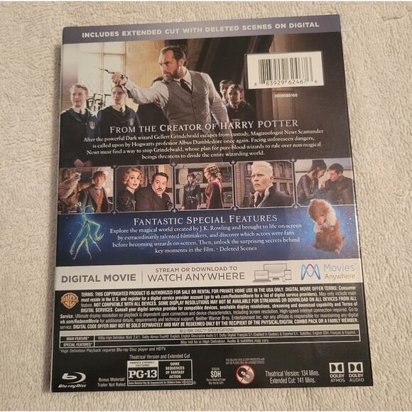 Fantastic Beasts: The Crimes of Grindelwald Blu-ray & DVD, 2018 Extended Cut - Picture 2 of 3